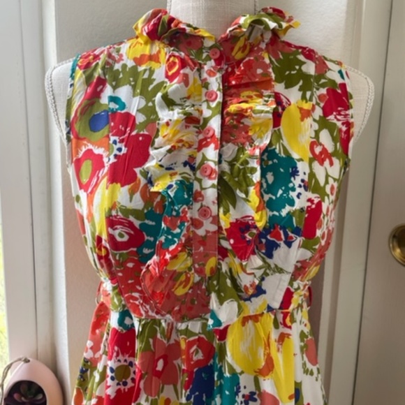 XXI By Forever 21 | Colorful Floral Ruffle Button-Up Sleeveless Dress – Size M - Picture 2 of 16